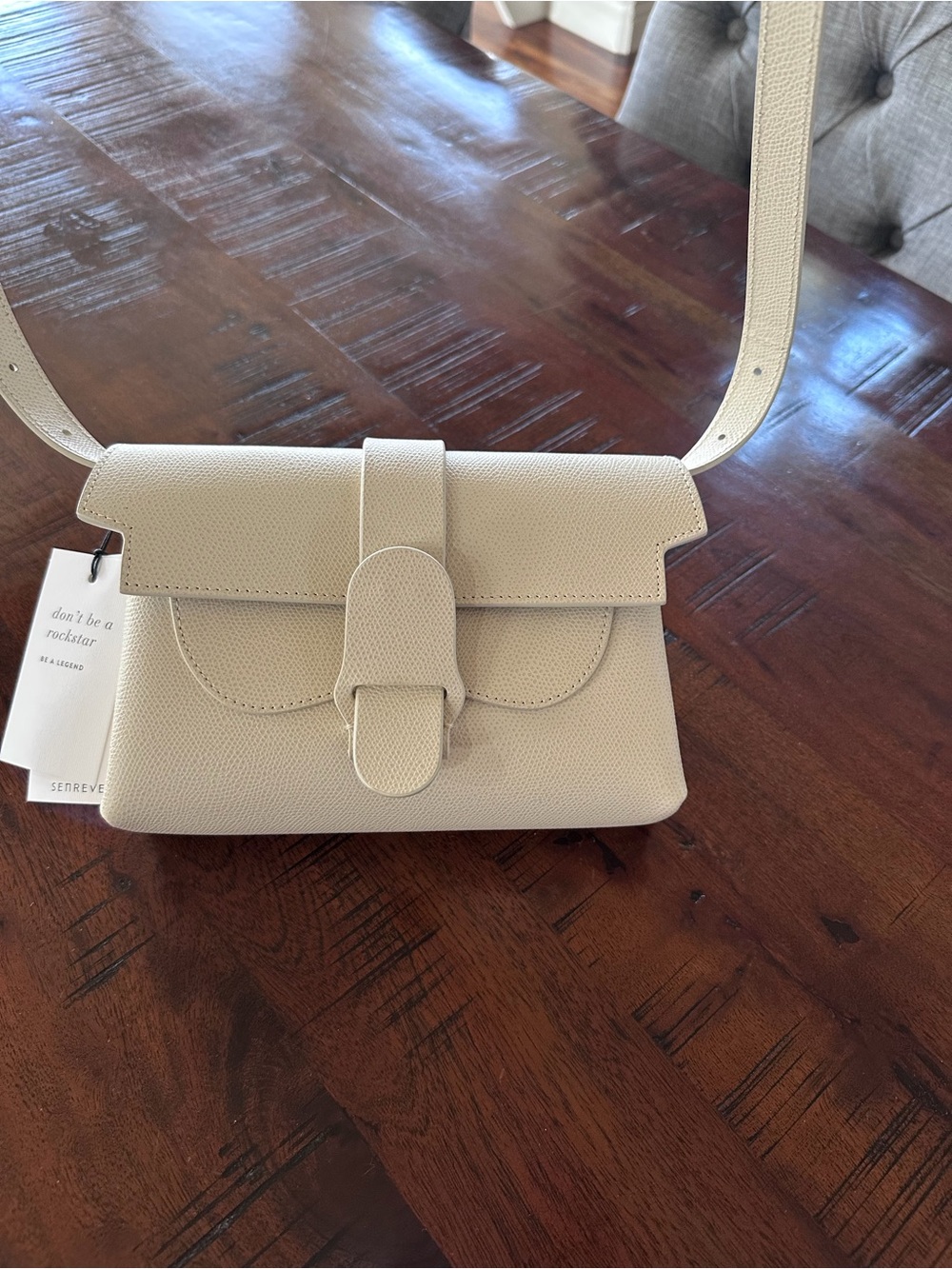 SENREVE Ivory Pebbled Leather Aria Crossbody Bag